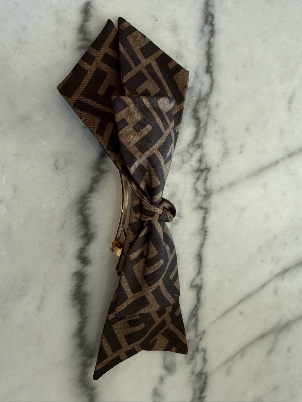 Fendi HAIR CLIP Brown twill fastener